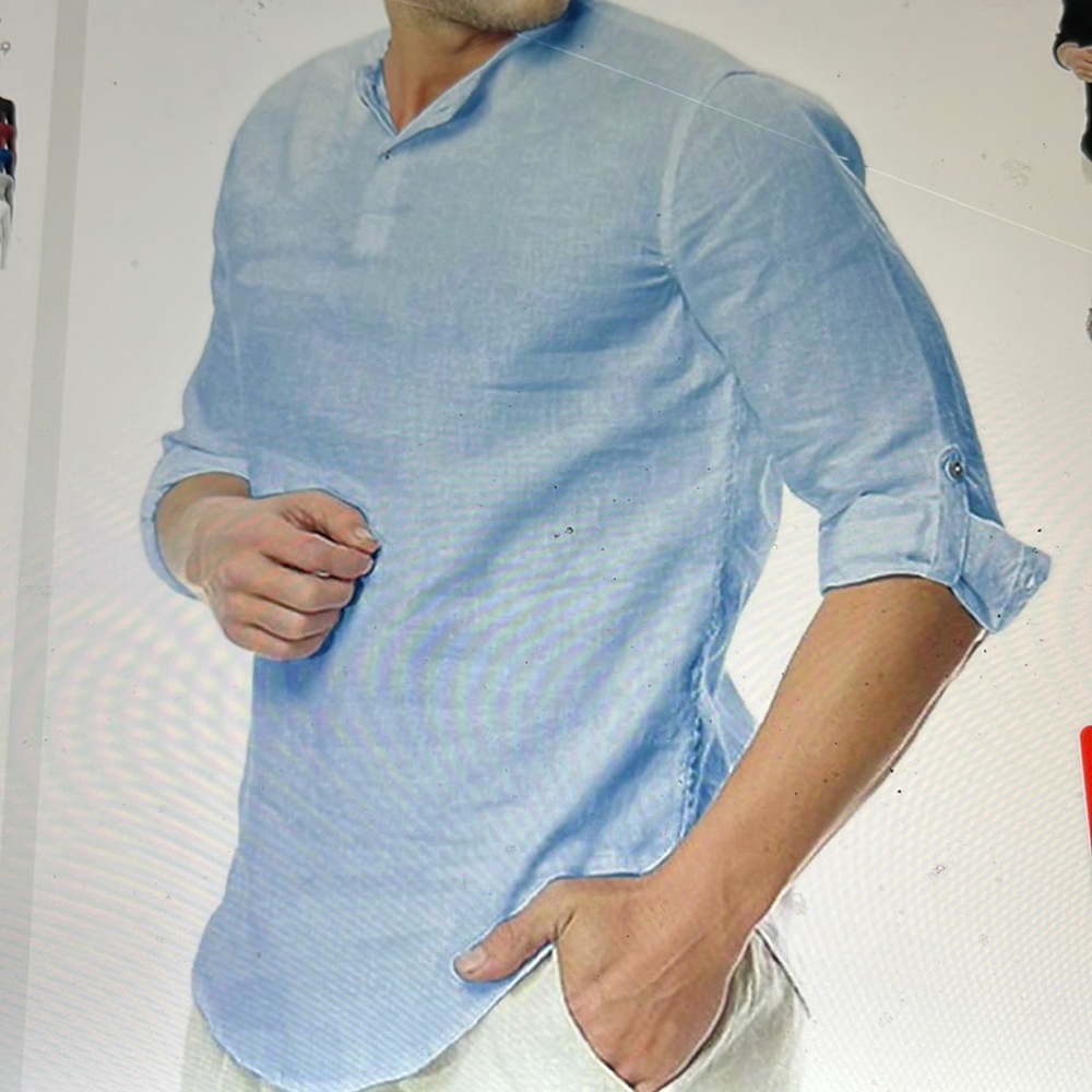 Men’s Linen Henley Shirt